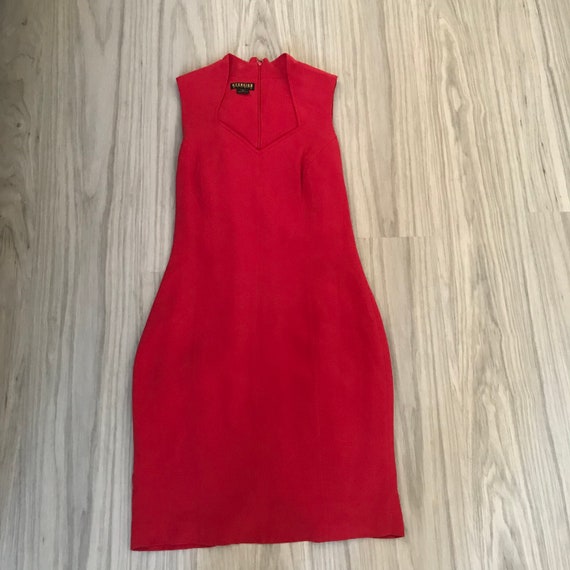 Vintage 90s Georgiou Studio red silk dress - image 2