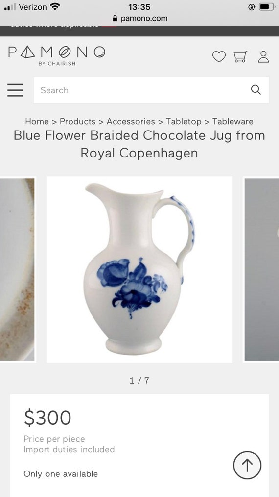 SALE Royal Copenhagen Blue Flower Water Jug Made in Denmark. 