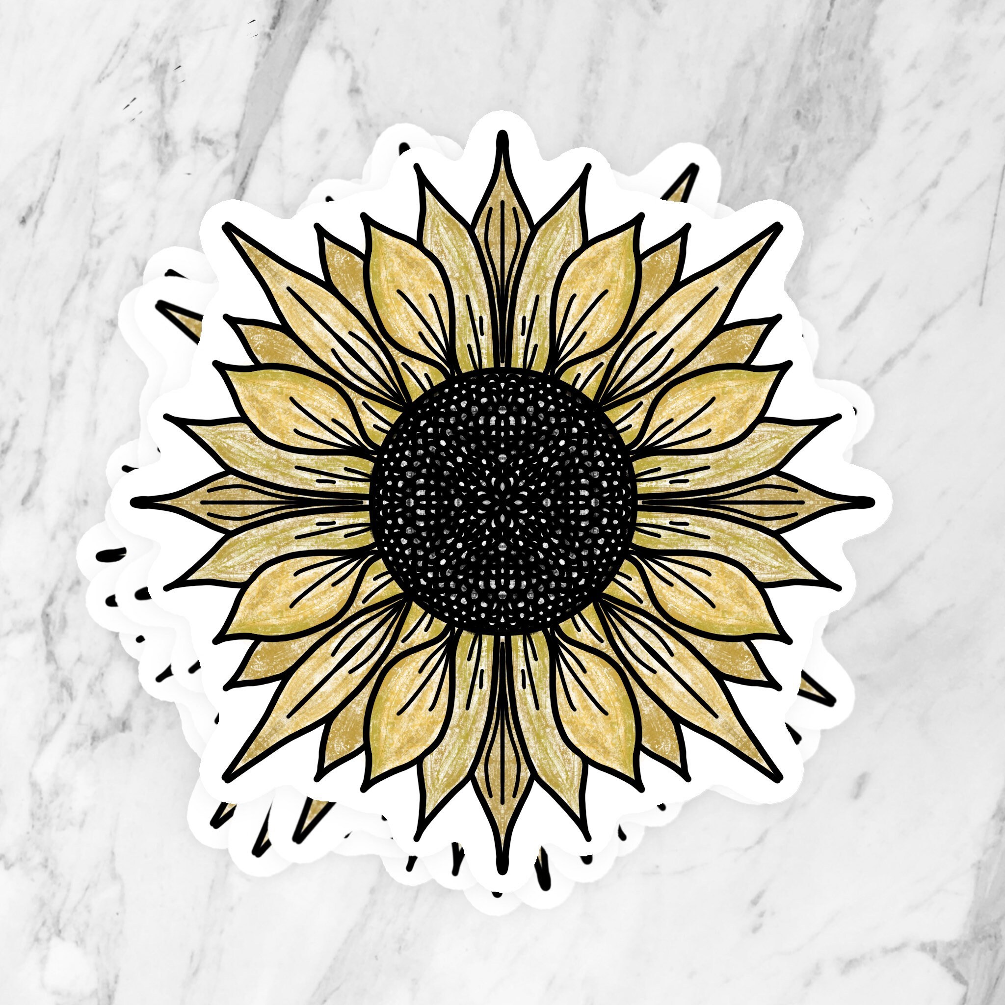 Adorable hand drawn yellow flower vinyl sticker 3 x Etsy