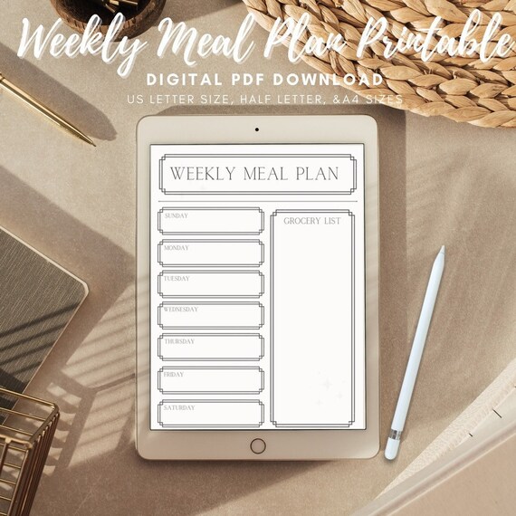 Printable Weekly Meal Planner INSTANT DIGITAL Download-meal | Etsy