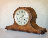 Upcycled oak veneer mantel clock.