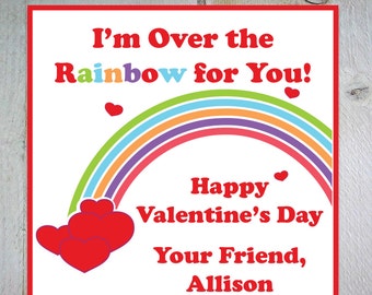 Child Classroom Valentine~ Rainbow Valentine ~ Printable Valentine's Tag ~ Editable Valentine Tag