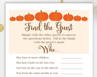 Pumpkin Find the Guest Game ~ Pumpkin Theme Baby Shower Game ~ Gender Neutral Baby Shower  ~ Printable Game  34Pumpkin