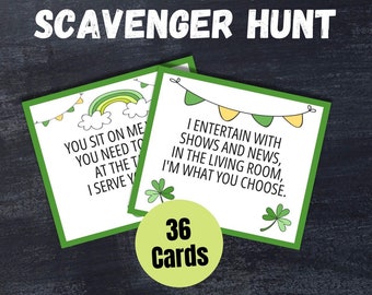 St. Patrick's Day Scavenger Hunt Clues  | Holiday Scavenger Hunt For Kids | Editable Template | Digital Download | 240021