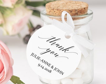 Thank You Tag Templates, Wedding Favor Tag, Round Favor Thank You Tag, Editable Printable,  Instant Download, 120B