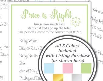 Price is Right Game ~ Baby Shower Price is Right ~ Flower~ Gender Neutral ~ Printable Game 30