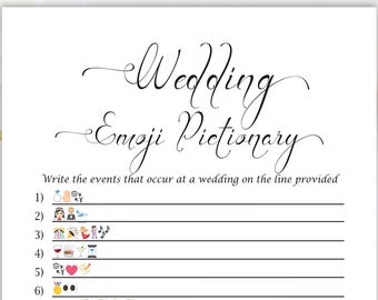 Emoji Wedding Game, Wedding Events Emoji PIctionary, Bridal Shower Game, Printable Game, 110B