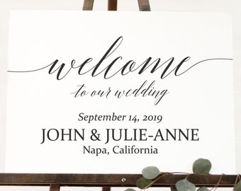 Welcome Sign ~ Welcome to our Wedding Sign ~ Reception Sign ~  Printable Landscape Sign ~ Editable Template ~ Instant Download PDF ~ 120B