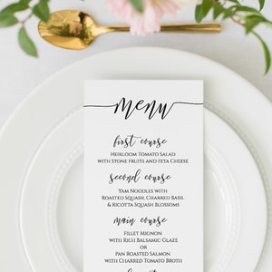 Modern Script Wedding Menu Template, Elegant Font Menu Card, 100% Editable PPW0550 GRACE image 3