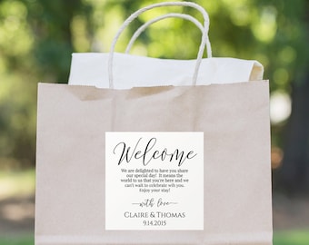 Wedding Welcome Bag Label, Tag, or Sticker for Out of Town Guests, 100% Editable, PPW0550 Grace