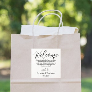 Wedding Welcome Bag Label, Tag, or Sticker for Out of Town Guests, 100% Editable, PPW0550 Grace