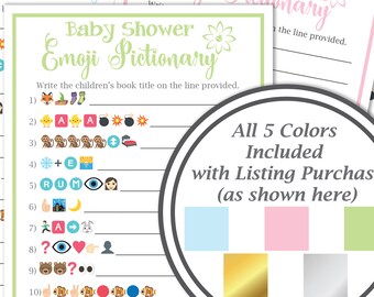 Baby Book Pictionary Game ~ Baby Shower Emoji Game ~ Flower~ Gender Neutral ~ Gioco stampabile 30