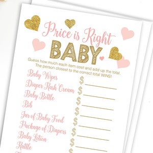 Glitter Left Right Baby Shower Story Game Pink and Gold Baby Shower Baby Girl Hearts Printable Game 5GL_PG image 4