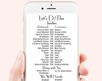 Wedding Party Timeline, Electronic Itinerary, Evite, Digital, Text Timeline, Editable Text, Diamond Ring Design, 100% Editable PPW900