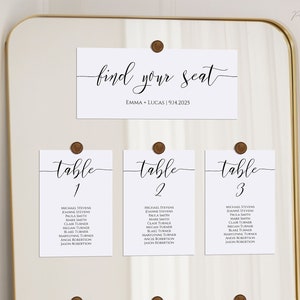 Wedding Seating Table Cards, Poster, Elegant Calligraphy Display 100% Editable Template, Corjl PPW0550 Grace