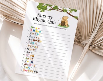Winnie the Pooh Baby Shower Game: Emoji Nursery Rhyme Quiz (Printable PDF) PPB320