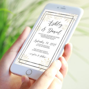 Electronic Wedding Invitation, Mobile Phone Invite, Evite, Text message, Email Details, Editable Text, Corjl PPW-NY21 image 1