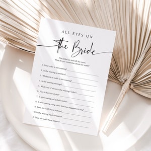 Bridal Shower Games, All Eyes on the Bride Game, Memory Game, Printable Template, Editable Instant Download PPW552 FAYE