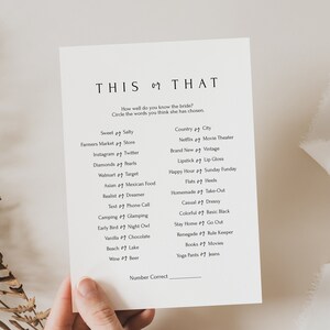 This or That, Bridal Shower Games | Would She Rather | Bachelorette Party | Wedding | Printable PDF | Instant Download | PPW552 FAYE