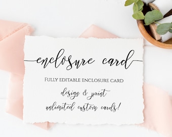 Custom Enclosure Card, Wedding, Bridal or Baby Shower Invitation Details, Simplistic Elegant Font Template 100% Editable, Templett PPW0550