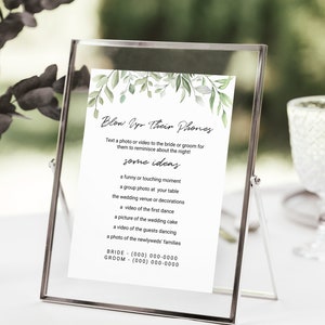 Greenery Wedding Photo Hunt Sign: Blow Up Their Phone Game (Instant Download) PPW555 ASHER