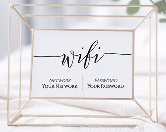 WIFI Password Printable, Wifi Password Sign, Internet Sign, Guest Room Sign,  Instant Download 100% Editable PPW0550 Grace