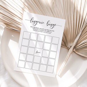 Juego de despedida de soltera, plantilla nupcial minimalista de bingo de lencería, imprimible editable, despedida de soltera, boda PPW551 ELLE