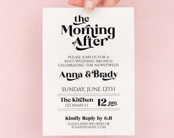 The Morning After Invitation Template, Wedding Brunch Invite, Wedding Event Editable Printable Invitation PPW74