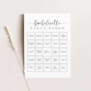 Bachelorette Party Scavenger Hunt Bingo Game: Minimalist Printable (Editable Template) PPB551 ELLE