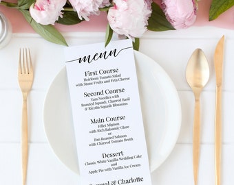 Wedding Dinner Menu, Menu Card, Table Decor,  Elegant Calligraphy, Editable Card 100% Editable Template, Corjl PPW16 MAE
