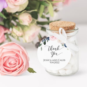 Pink and Blue Floral Favor Tag, Wedding Favor Template, Bridal Shower Label, Baby Shower Sticker 100% Editable PPW265 OLEA image 1