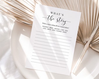 What's the Story Bridal Shower Game, Minimalist Bridal Template, Editable Modern Printable, Hen Party, Wedding PPW551 ELLE