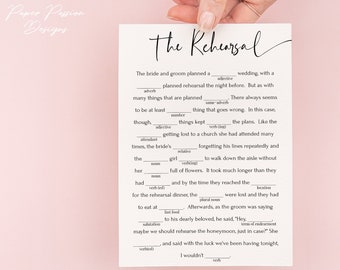 Wedding Rehearsal Mad Libs Game: Funny Bridal Shower (Printable PDF) PPW552 FAYE