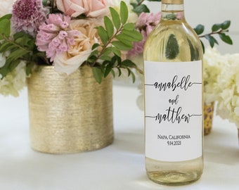Modern Elegant Calligraphy Wine Bottle Label, Wedding Favor Tag, Printable Editable PPW0550 Grace