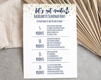 Bachelorette Party Point Scavenger Hunt Game Card Template, Bach Weekend Activity, Nautical, Let's Get Nauti, Bridal Activity MARIN PPW28