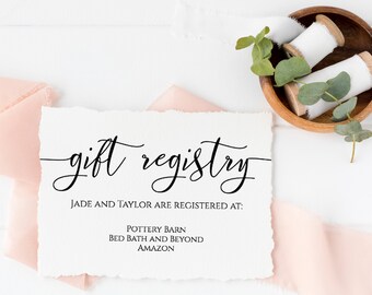 Gift Registry Enclosure Card, Wedding Invitation Card, Simplistic Elegant Font Template 100% Editable, Templett PPW0550