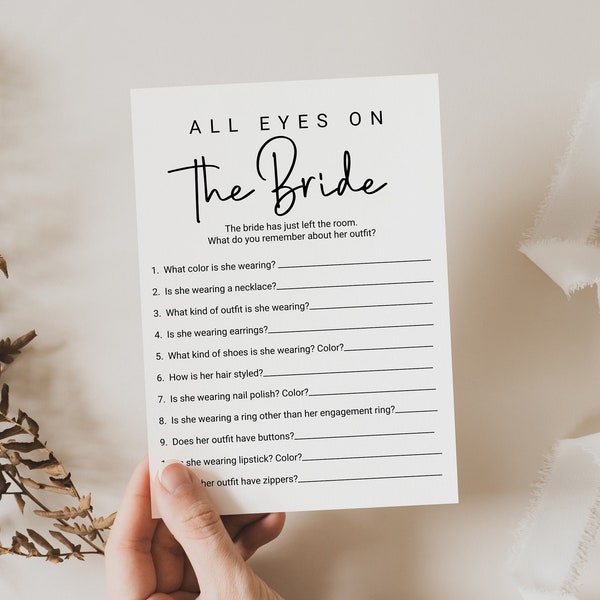 Minimalist All Eyes on the Bride Bridal Shower Game Template, Editable Modern Printable, Bachelorette Party, Wedding PPW554 EZRA