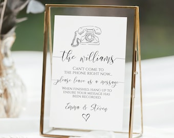 Audio Guest Book Sign Template, Phone Message Guestbook, Leave a Message, Minimalist Modern Wedding, Pick up the Phone PPW0550 Grace