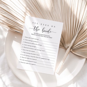 Minimalist Bridal Shower Game: All Eyes On The Bride (Editable Printable) PPW551 ELLE