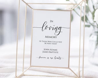 In Loving Memory Wedding Reception Sign, Editable Wedding Sign  Instant Download 100% Editable, PPW0550 Grace