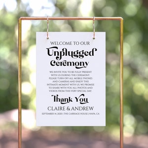 Unplugged Wedding Ceremony Sign Template, Wedding Welcome Sign, Editable Large Display Sign PPW74 image 1