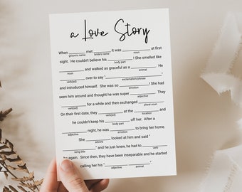 Love Story Bridal Shower Game Template, Editable Modern Printable, Wedding Shower Party, Minimalist PPW554 EZRA