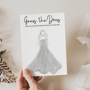 Bridal Shower Guess the Dress Game Template,  Editable Modern Printable, Bachelorette Party, Minimalist Wedding PPW554 EZRA