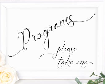 Wedding Program Sign ~ Wedding Sign ~ Ceremony Sign ~ Landscape Sign ~ Bridal Template ~ Instant Download PDF ~ 110B