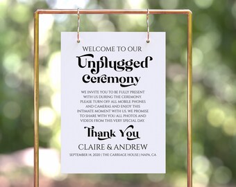 Unplugged Wedding Ceremony Sign Template, Wedding Welcome Sign, Editable Large Display Sign PPW74