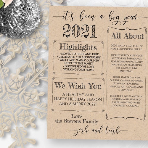 Year in Review Infographic Christmas Card Editable Template - Etsy