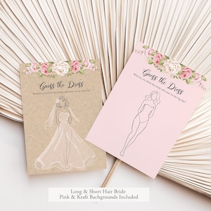 Guess the Dress Bridal Shower Game | Pink Floral Printable Game | Editable Template | Bachelorette Party | Hen Party | PPW556 SOFIA