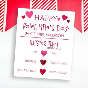 Deze of die Valentijnsdagkaarten, Valentijnskaartactiviteit voor kinderen, gepersonaliseerd, afdrukbare bewerkbare VALENTINE PPH21-3