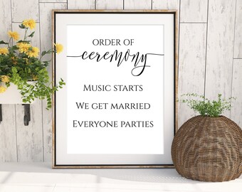 Order of Ceremony Sign, Wedding Display Sign, Wedding Timeline, Oder of Events 100% Editable PPW0550 Grace