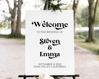 Wedding Welcome Sign Template, Wedding Printable, Editable Large Display Sign PPW74